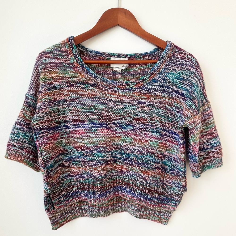 ARITZIA | LE FOU WILFRED MASAKO MULTICOLOUR RAINBOW CROPPED LOOSE KNIT SWEATER